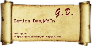 Gerics Damján névjegykártya